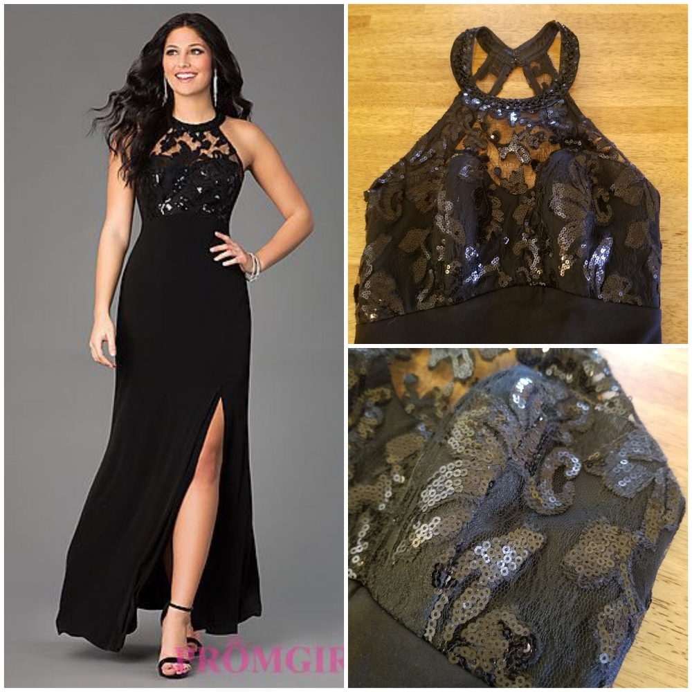 Sequin Hearts Gown in Black